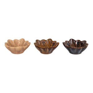 House Nordic - Schüssel - Schüssel, Keramik, Beige/Braun/Dunkelbraun, ø8,5x3,5 cm, 3er-Set