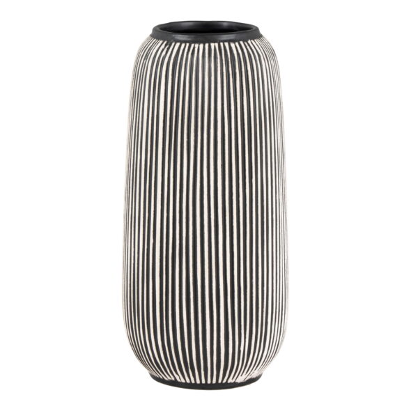 House Nordic - Vase - Vase, Keramik, schwarz/weiß, ø9,5x20 cm