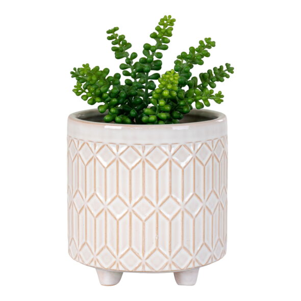 House Nordic - Blumentopf - Blumentopf, Keramik, weiß, rund, groß ø20x19,5 cm – Bild 2