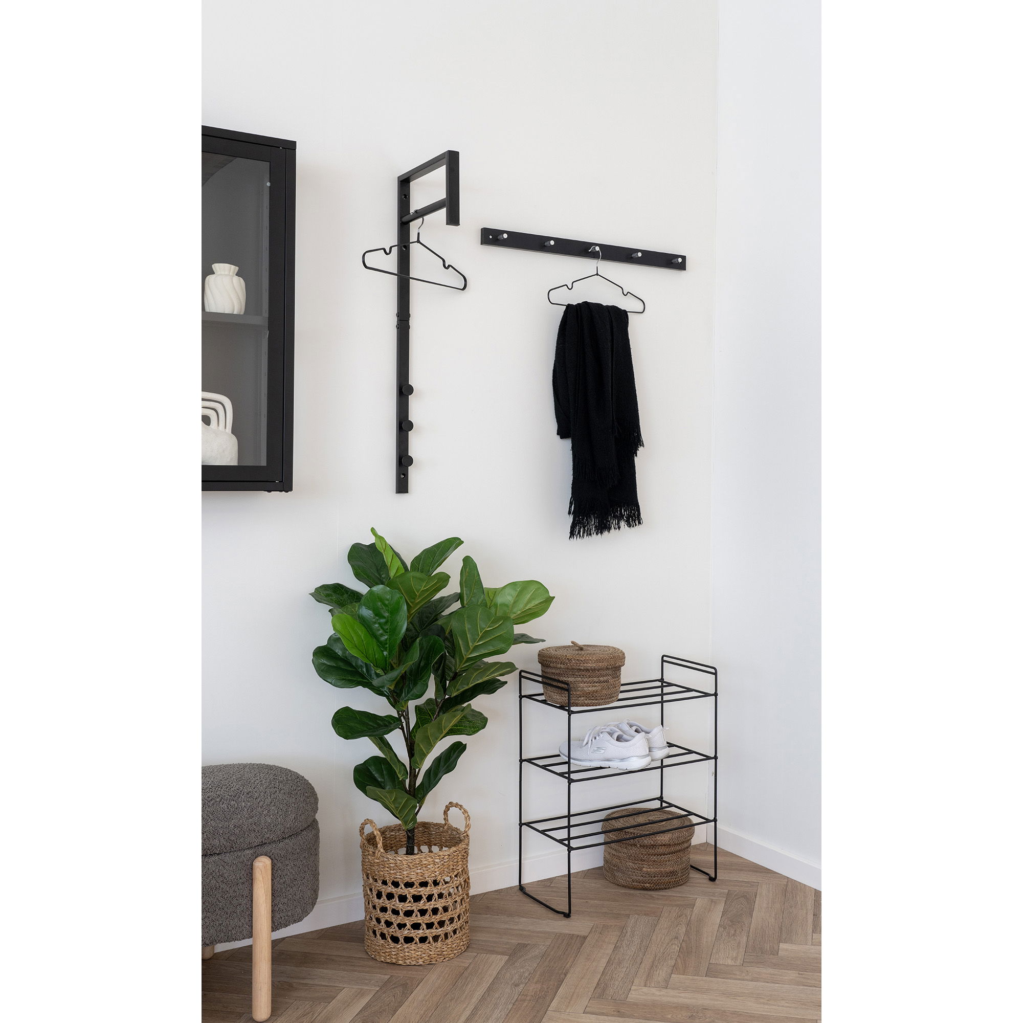 House Nordic - Padova Coat Rack - Garderobenständer, Holz/Metall, 5 Haken, schwarz70x5x2 cm – Bild 2