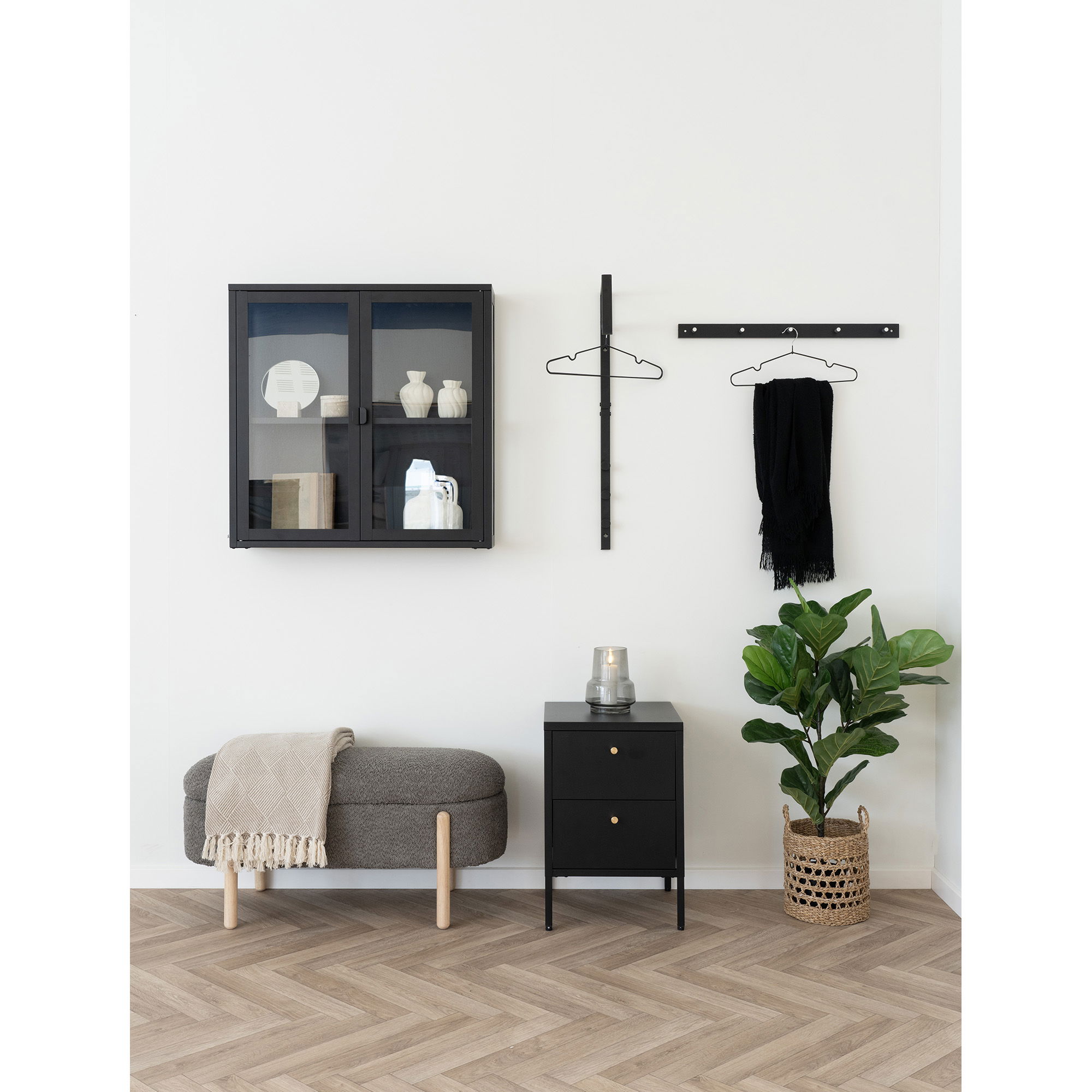 House Nordic - Padova Coat Rack - Garderobenständer, Holz/Metall, 5 Haken, schwarz70x5x2 cm – Bild 4