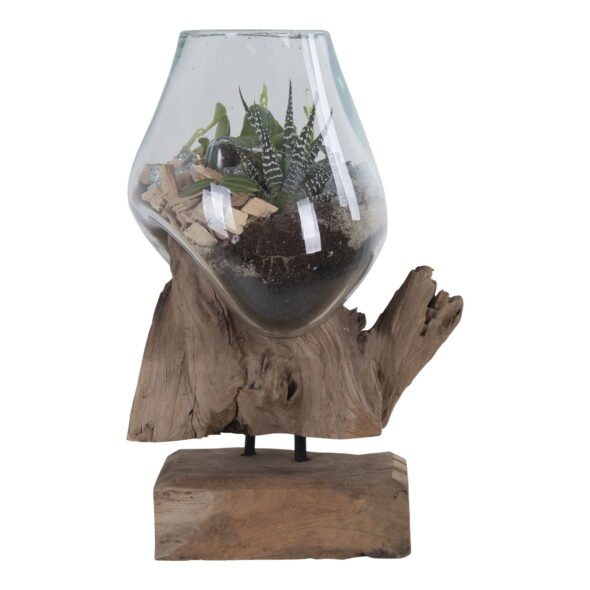 House Nordic - San Marino Waterdrop - Waterdrop, Teak/Glas, Natur, H25 cm