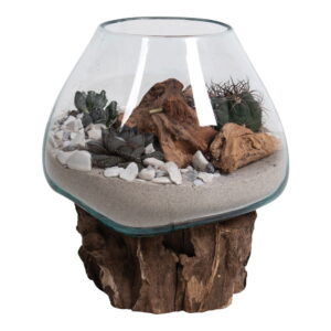 House Nordic - San Marino Waterdrop - Waterdrop, Teak/Glas, Natur, H15-20 cm