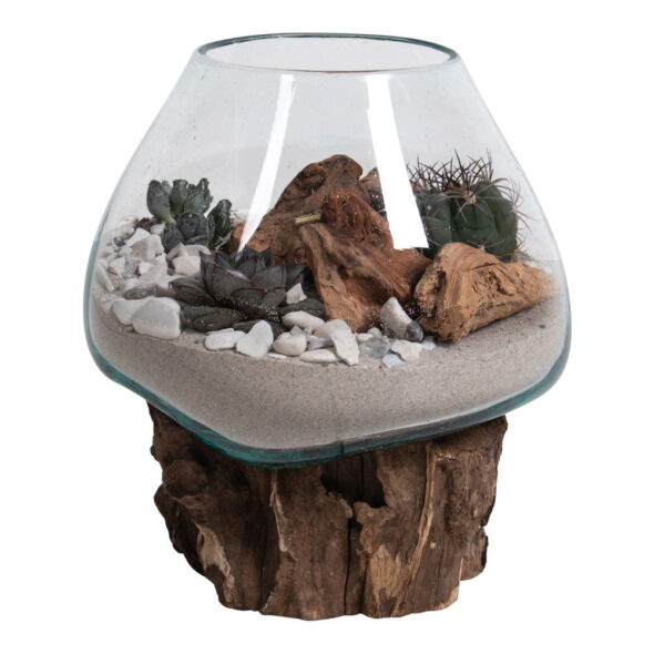 House Nordic - San Marino Waterdrop - Waterdrop, Teak/Glas, Natur, H15-20 cm