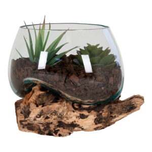 House Nordic - San Marino Waterdrop - Waterdrop, Teak/Glas, Natur, H15 cm