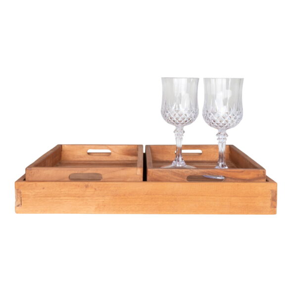 House Nordic - Faro Tablett - Tablett, Teak, Natur, 3er-Set – Bild 3