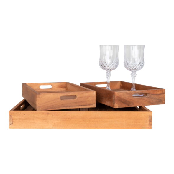 House Nordic - Faro Tablett - Tablett, Teak, Natur, 3er-Set – Bild 4