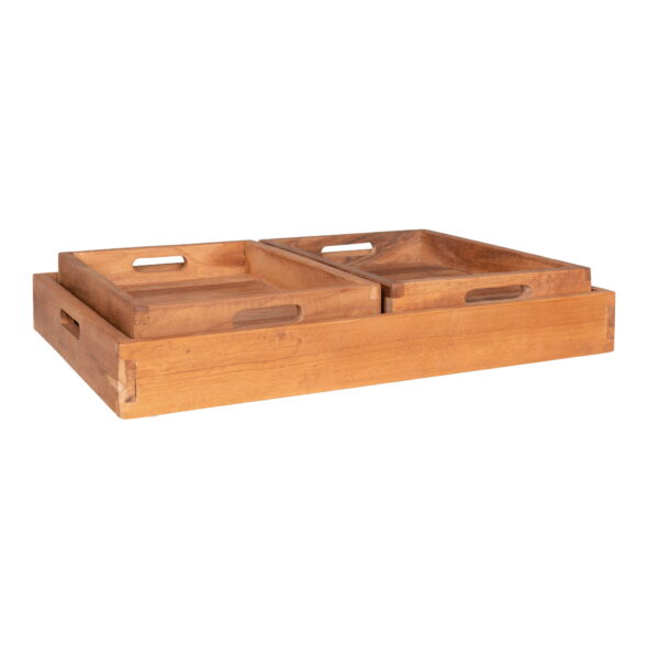 House Nordic - Faro Tablett - Tablett, Teak, Natur, 3er-Set – Bild 5