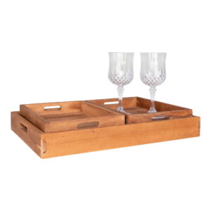 House Nordic - Faro Tablett - Tablett, Teak, Natur, 3er-Set