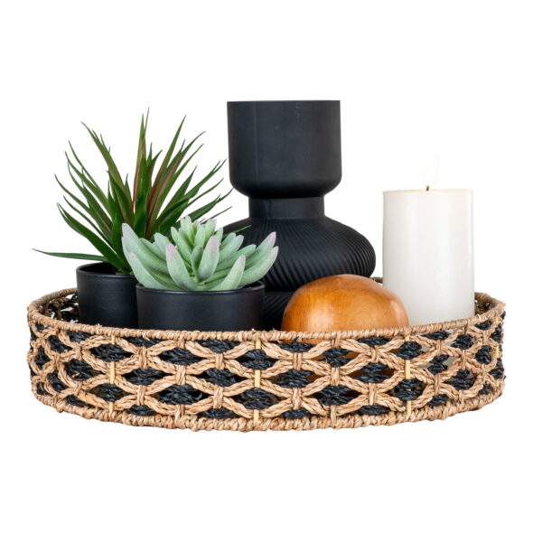 House Nordic - Nerja Tablett - Tablett, Seegras, schwarz/natur, ø38 cm – Bild 5