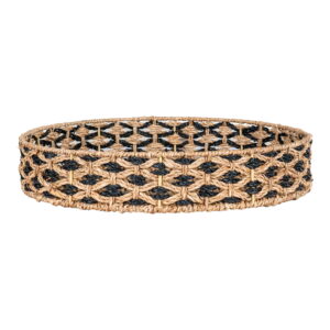 House Nordic - Nerja Tablett - Tablett, Seegras, schwarz/natur, ø38 cm