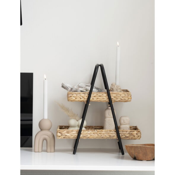 House Nordic - Alfaro Tablett – Tablett aus Wasserhyazinthe und Metall, natur/schwarz, 42 x 23 x 43,5 cm – Bild 2
