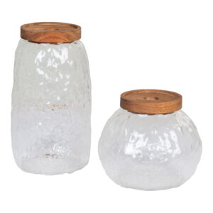 House Nordic - Taipei Vorratsglas – Vorratsglas, Glas/Akazie, 2er-Set