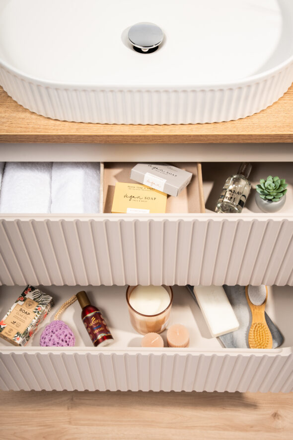 Waschbeckenunterschrank, 60 cm, 2 Schubladen – Bild 6