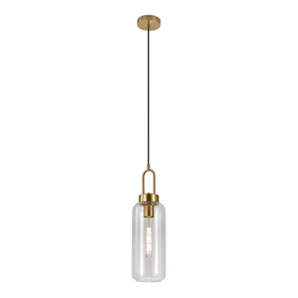 House Nordic - Luton Pendant - Pendelleuchte, klares Glas, messingfarbene Fassung, zylinderförmig, Ø13 cm – Bild 2
