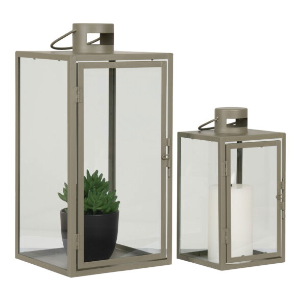 House Nordic - Korfu-Laternen – Laternen, Metall/Glas, grün, 2er-Set