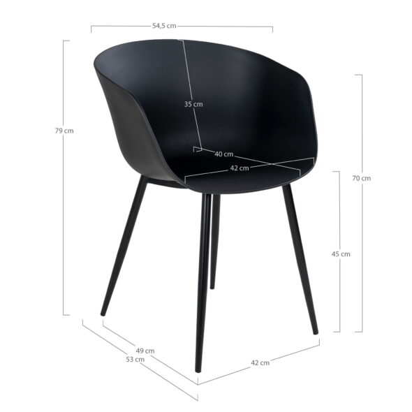 House Nordic - Roda Dining Chair – Esszimmerstuhl, schwarz mit schwarzen Beinen – Bild 6