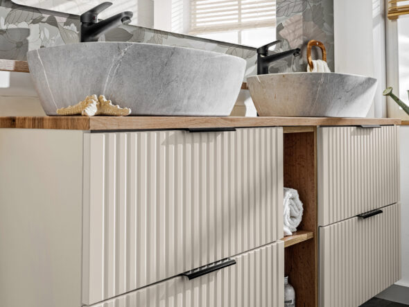 Waschbeckenunterschrank, 80 cm, 2 Schubladen – Bild 7