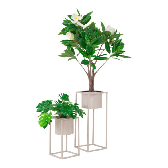 House Nordic - Marla Flowerpots - Blumentöpfe, Stahl, beigegrau, 2er-Set – Bild 3
