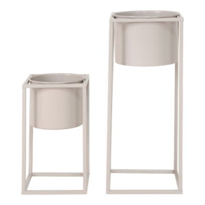House Nordic - Marla Flowerpots - Blumentöpfe, Stahl, beigegrau, 2er-Set