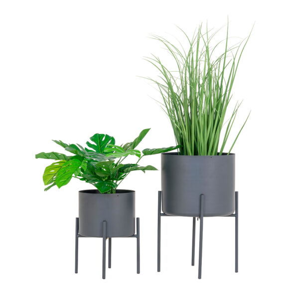 House Nordic - Pavia Flowerpots - Blumentöpfe, Stahl, grau, 2er-Set – Bild 3