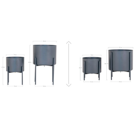 House Nordic - Pavia Flowerpots - Blumentöpfe, Stahl, grau, 2er-Set – Bild 7