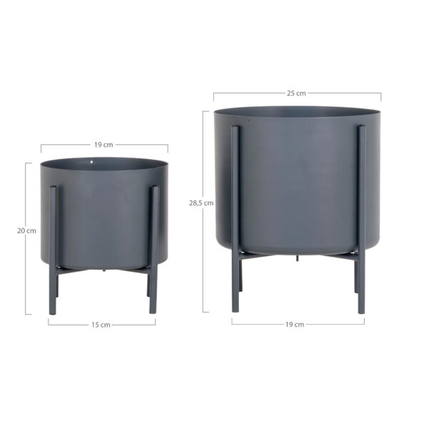 House Nordic - Pavia Flowerpots - Blumentöpfe, Stahl, grau, 2er-Set – Bild 12