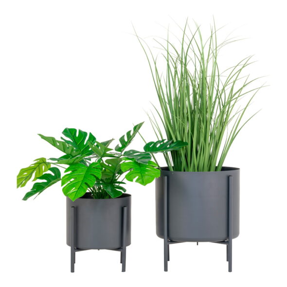 House Nordic - Pavia Flowerpots - Blumentöpfe, Stahl, grau, 2er-Set – Bild 4