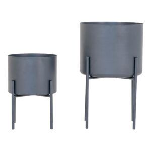 House Nordic - Pavia Flowerpots - Blumentöpfe, Stahl, grau, 2er-Set