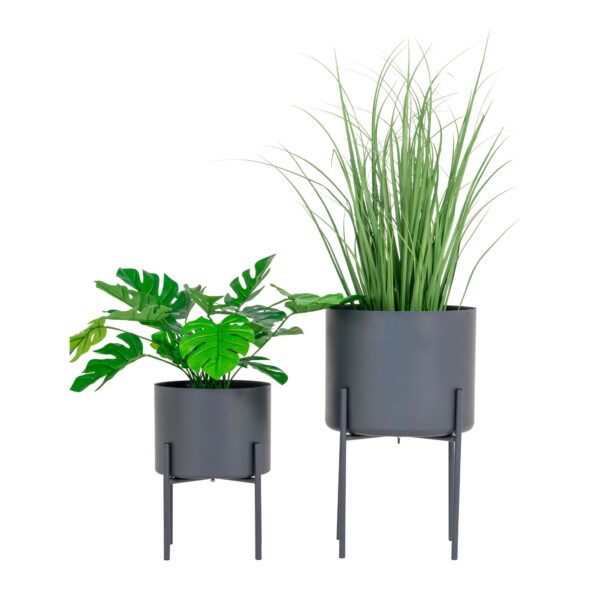 House Nordic - Pavia Flowerpots - Blumentöpfe, Stahl, grau, 2er-Set – Bild 6