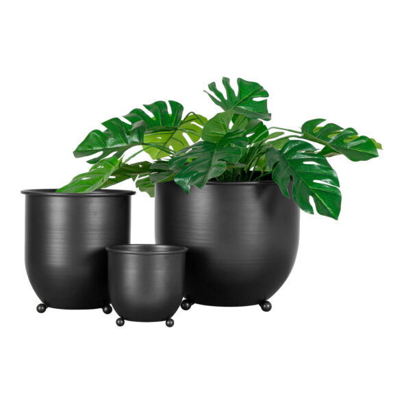 House Nordic - Nova Flowerpots - Blumentöpfe, Metall, schwarz, 3er-Set – Bild 3