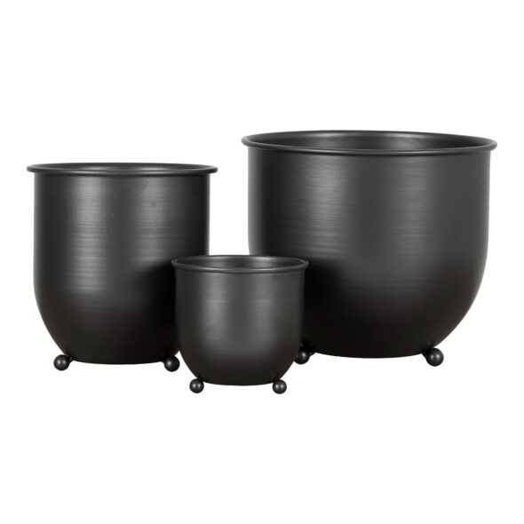 House Nordic - Nova Flowerpots - Blumentöpfe, Metall, schwarz, 3er-Set