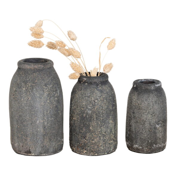House Nordic - Velas Dekovasen – Dekovasen, Terrakotta, antik dunkelgrau, 3er-Set – Bild 3