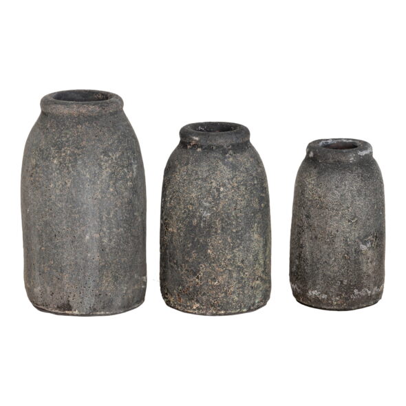 House Nordic - Velas Dekovasen – Dekovasen, Terrakotta, antik dunkelgrau, 3er-Set