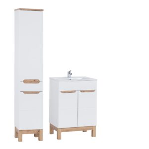 60 cm großes Möbelset mit einem Waschbecken und einem Hochschrank