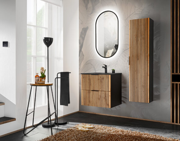 Waschbeckenunterschrank, 60 cm, 2 Schubladen – Bild 4